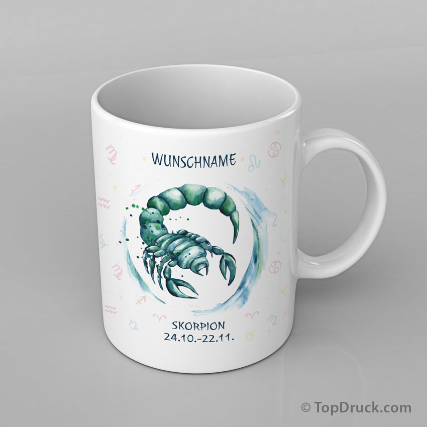 Sternzeichen Skorpion Tasse bedruckt mit Wunschnamen