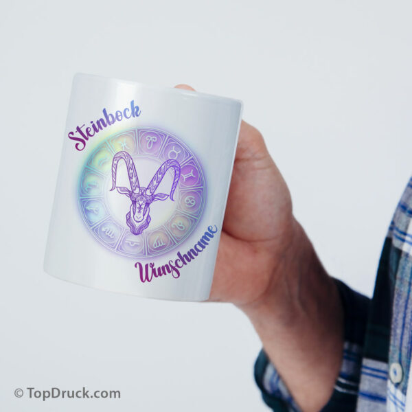 Sternzeichen Steinbock Tasse bedruckt mit Wunschnamen