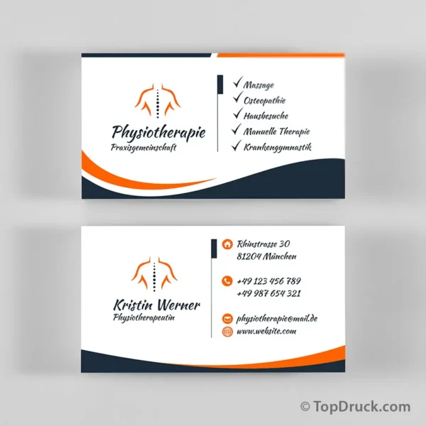 Physiotherapie Visitenkarten Design in Orange