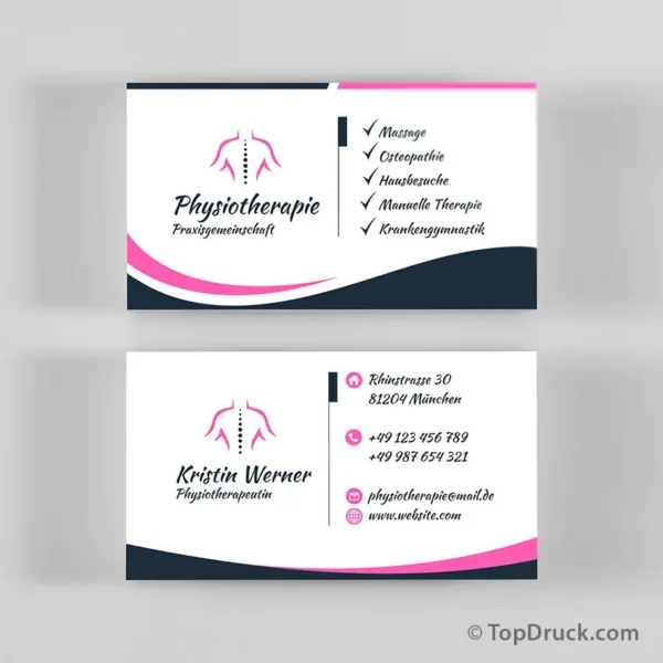 Physiotherapie Visitenkarten Design in Pink